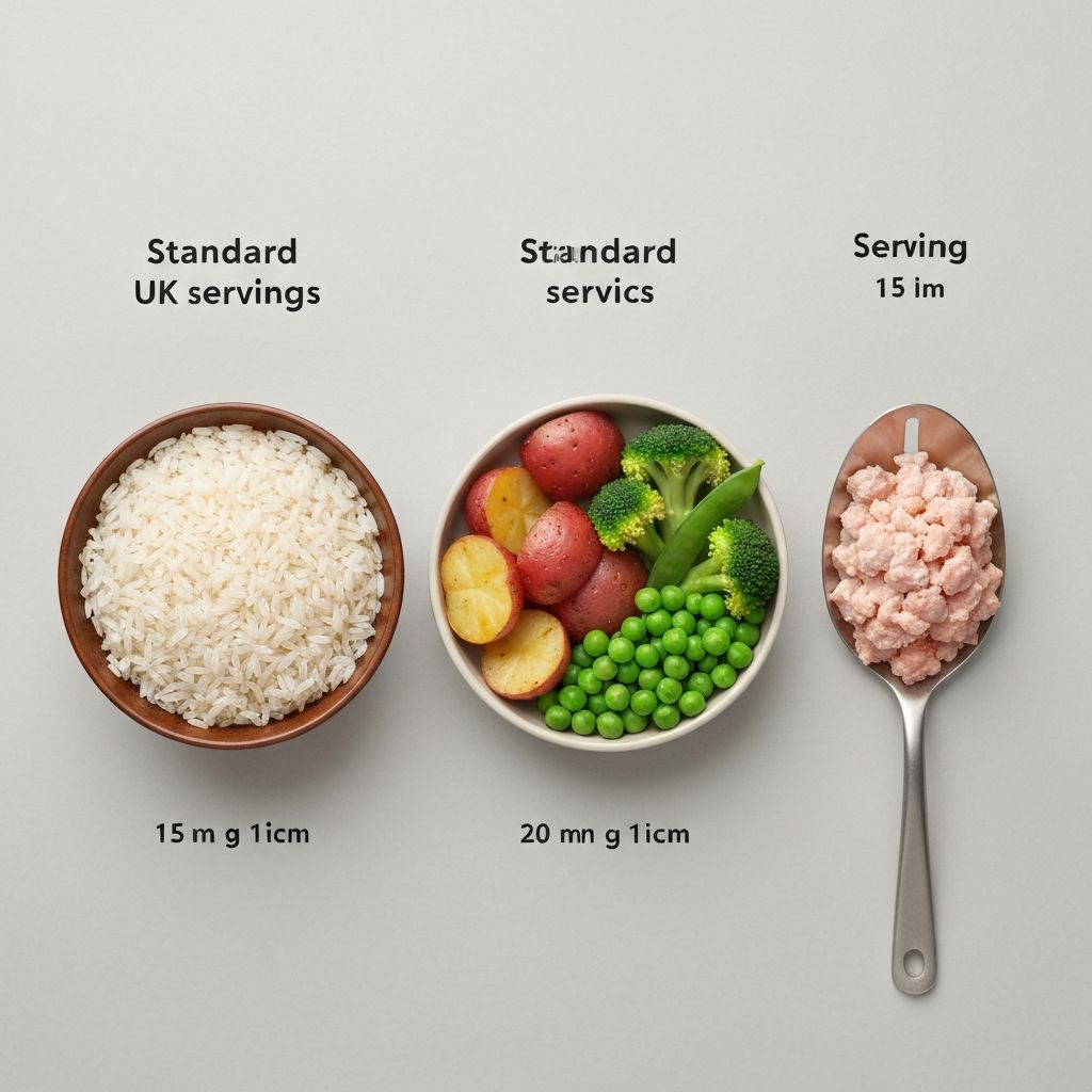 Standard servings of common UK foods with reference objects